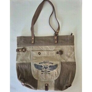 Myra Bag So The Adventure Begins 1960 The Journey Upcycled Denim and Canvas Tote